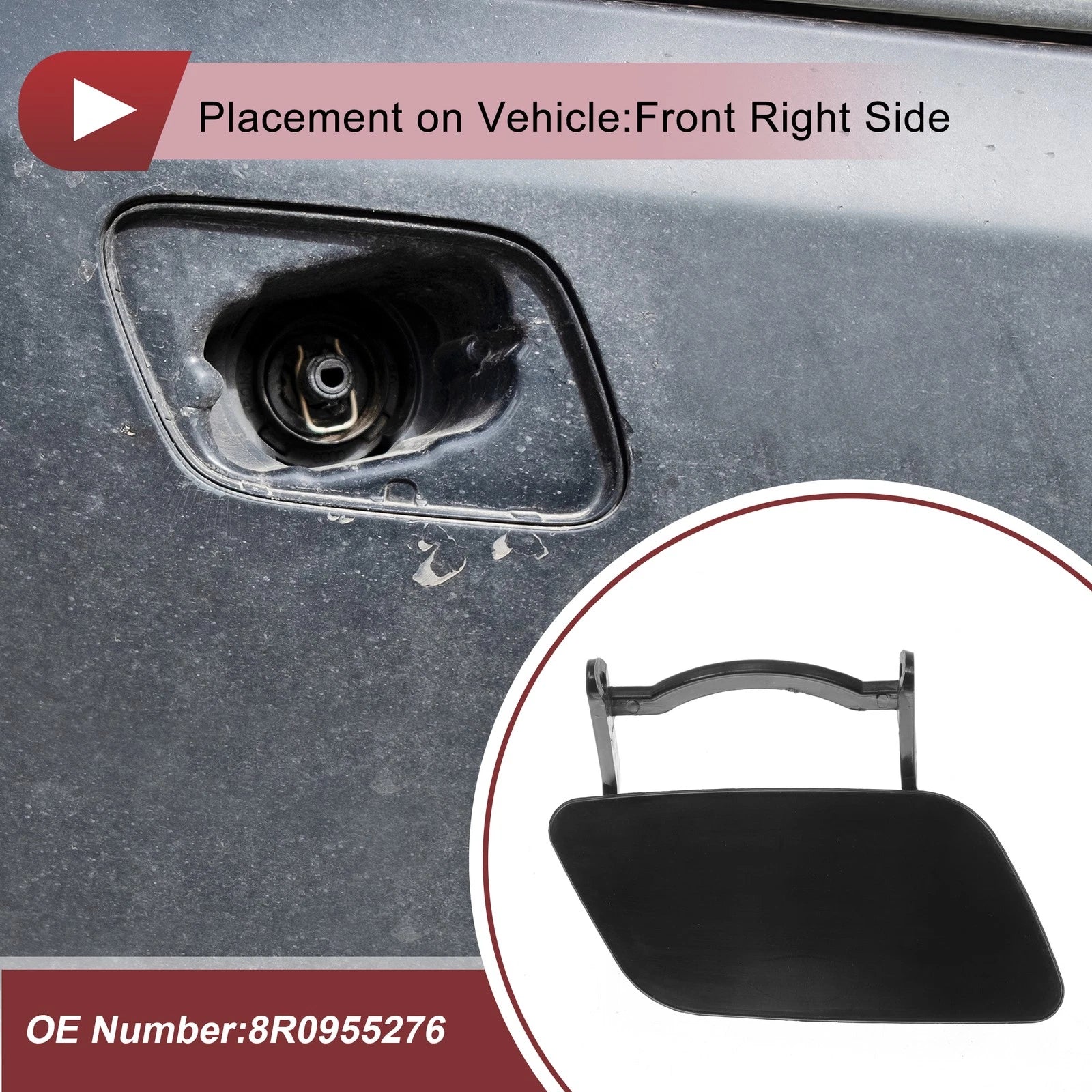 Front Right Washer Nozzle Cover Cap for Audi Q5 (2009–2012) 1 Pcs Unpainted