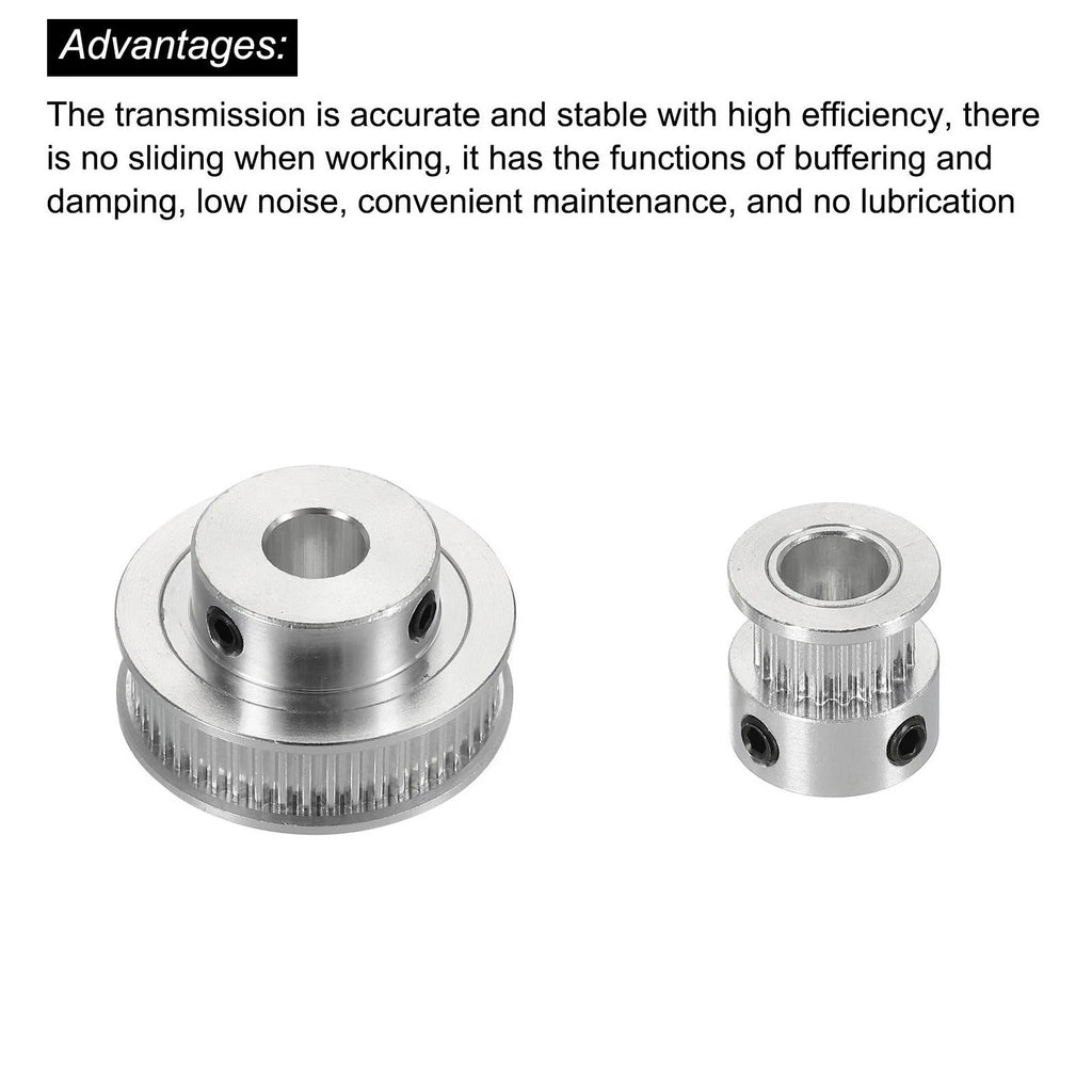 20T & 48T Aluminum Timing Pulleys Set with 200mm Belt & Wrench for
