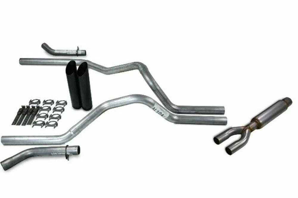 2.5" Dual Exhaust Kit for Dodge Ram 1500 (2019–2025) - Glasspack, Corner Exit, Black Tips