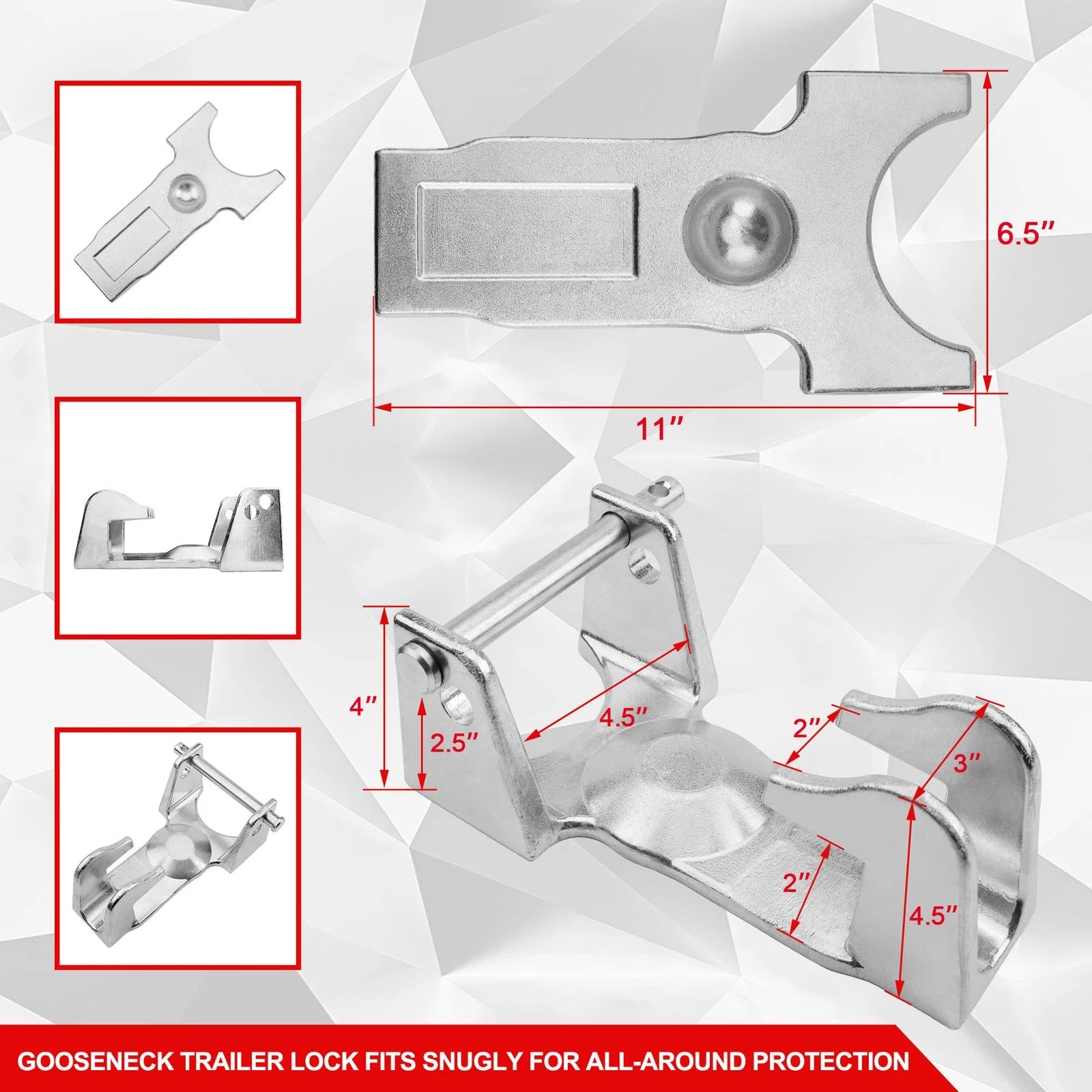 Gooseneck Trailer Lock with Key for RVs and Trailers