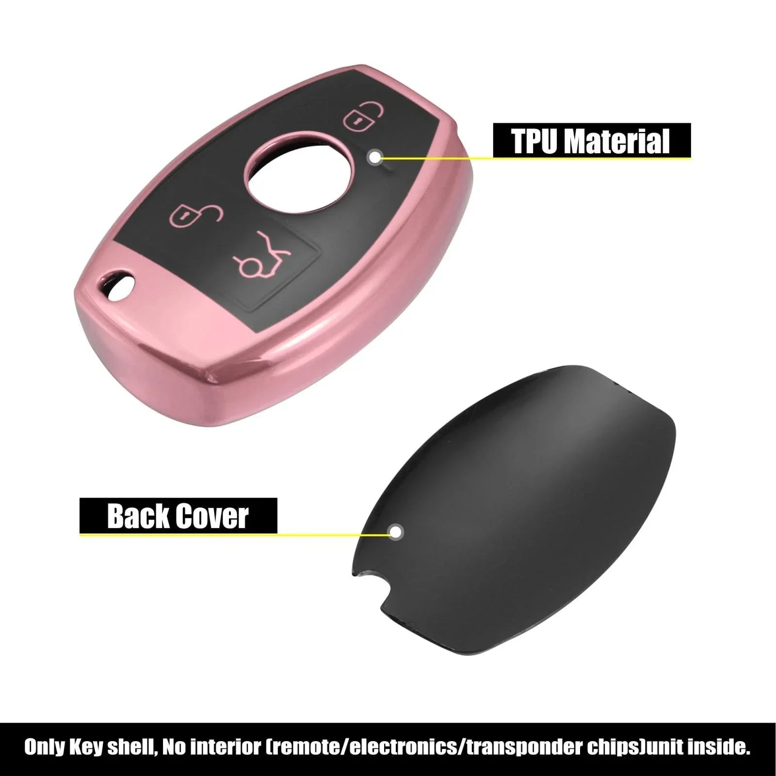 Key Fob Cover Case with Keychain Pink for Mercedes Benz C E S M CLS