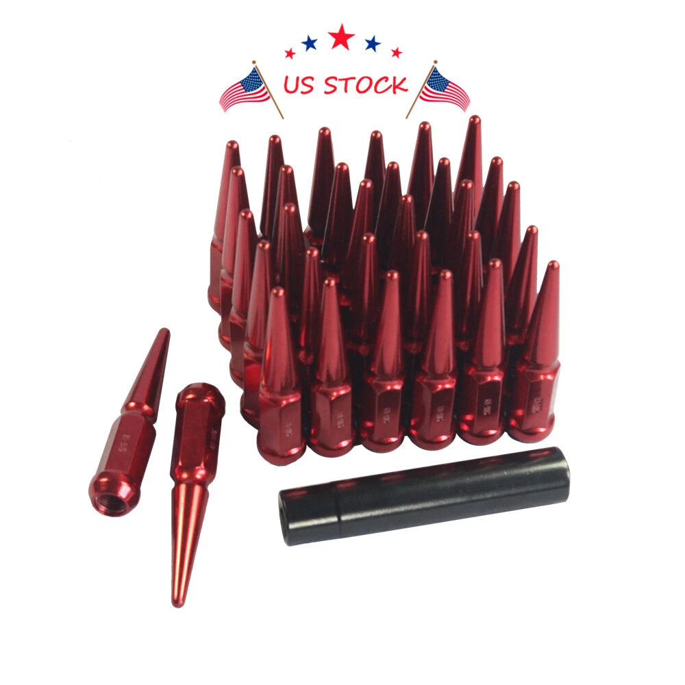 Set of 32 Red Spike Lug Nuts for Dodge RAM 2500 3500 (1994-2011)