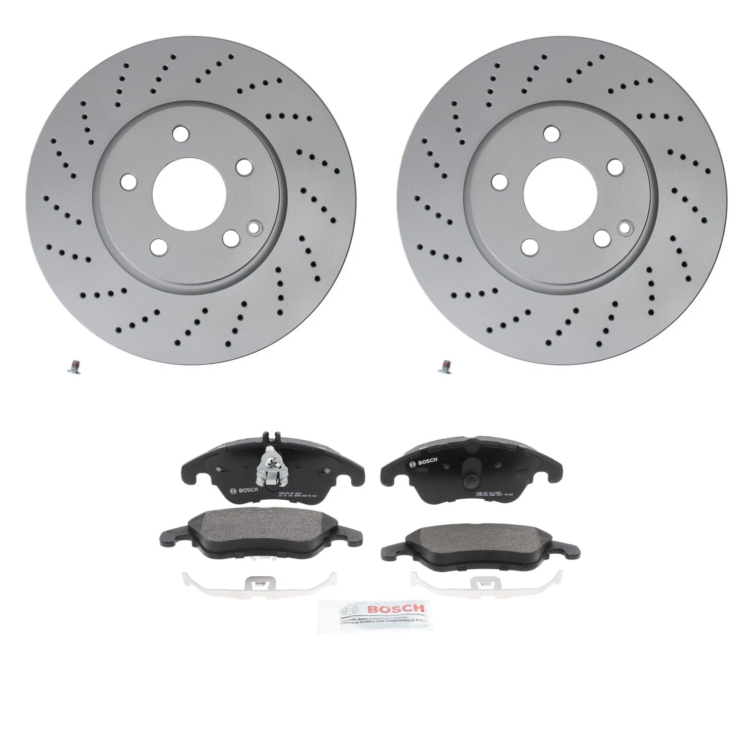 Hella Front Rotors & Bosch QuietCast Disc Brake Pads Kit for W204 C350 (2008–2015)
