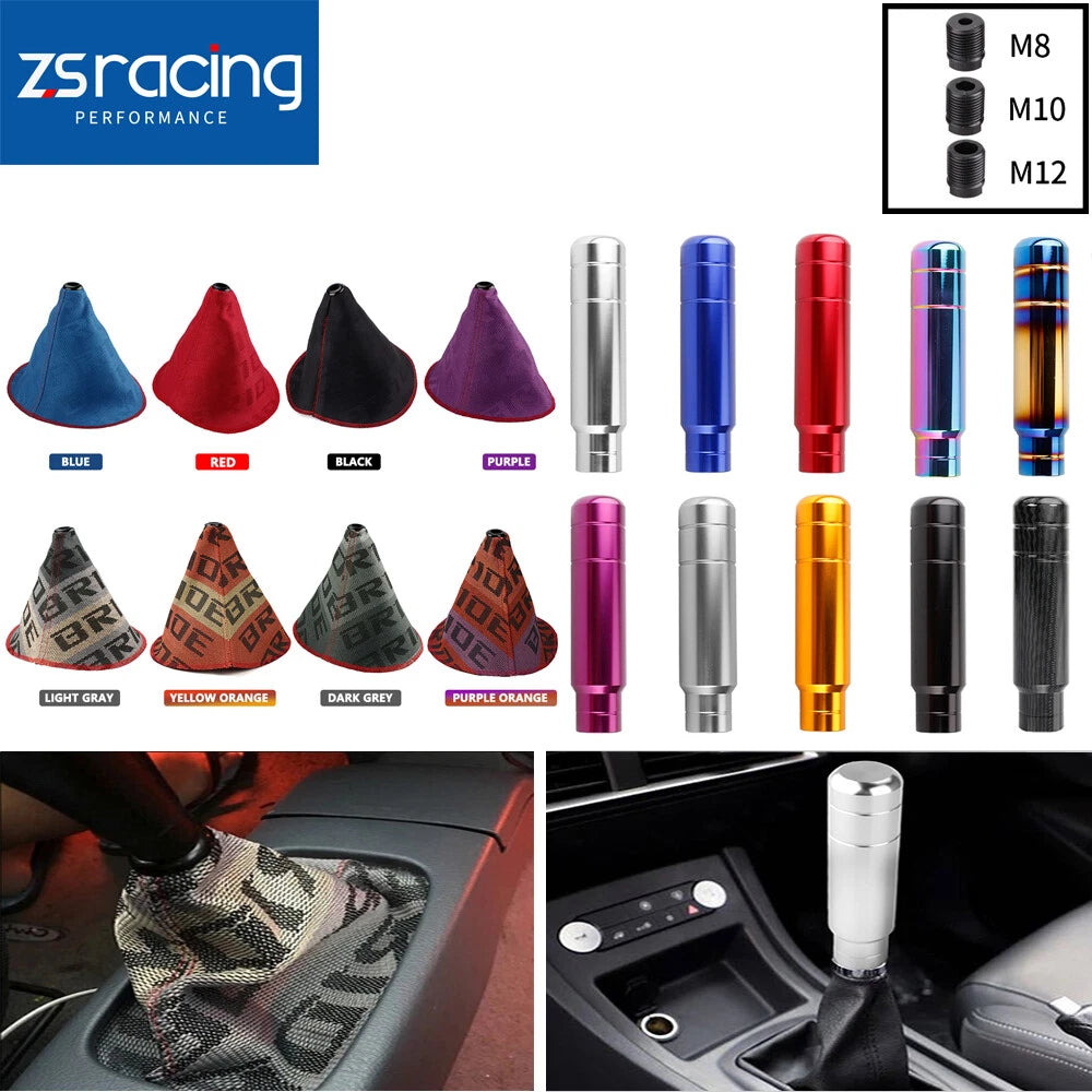 JDM Aluminum Gear Shift Knob with Racing Fabric Boot Cover
