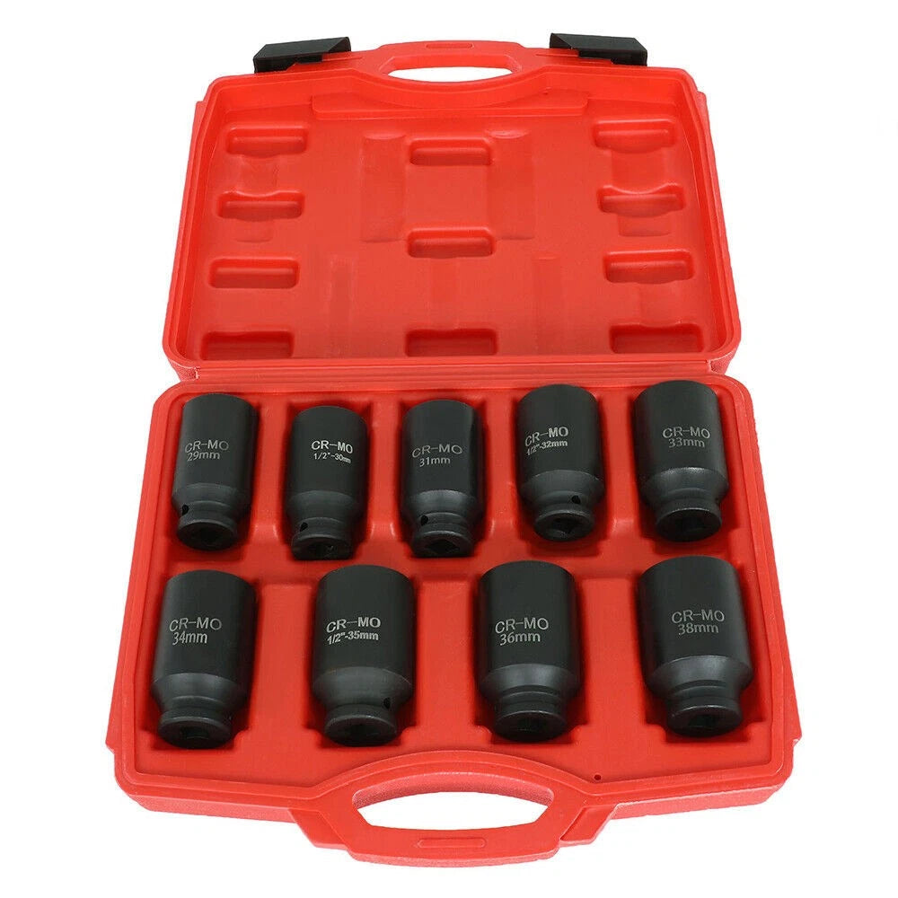 Set of 9 Deep Impact Sockets for 1/2" Drive (29-38mm)