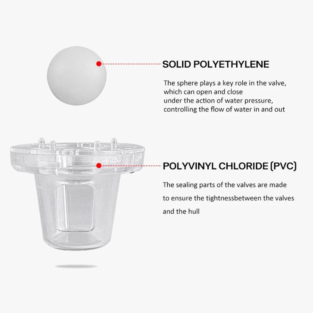 Self Bailing Ball Scupper Valve for Boat Drain Stopper (Fits 34-112 Inch)