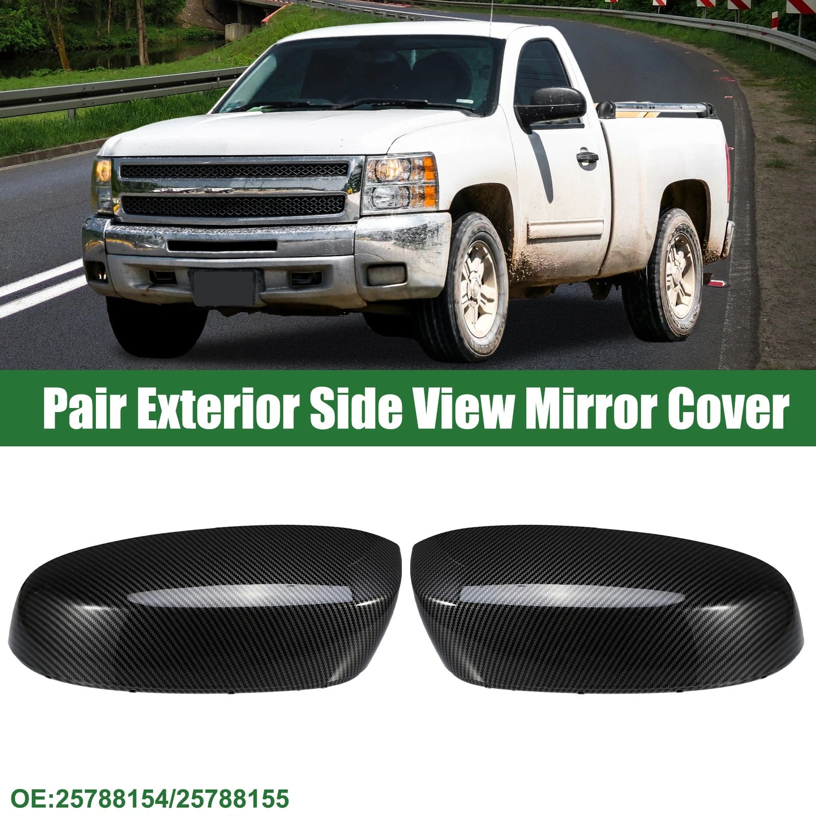 Set of 2 Rearview Mirror Covers for Chevrolet Silverado 1500 (2019–2023)