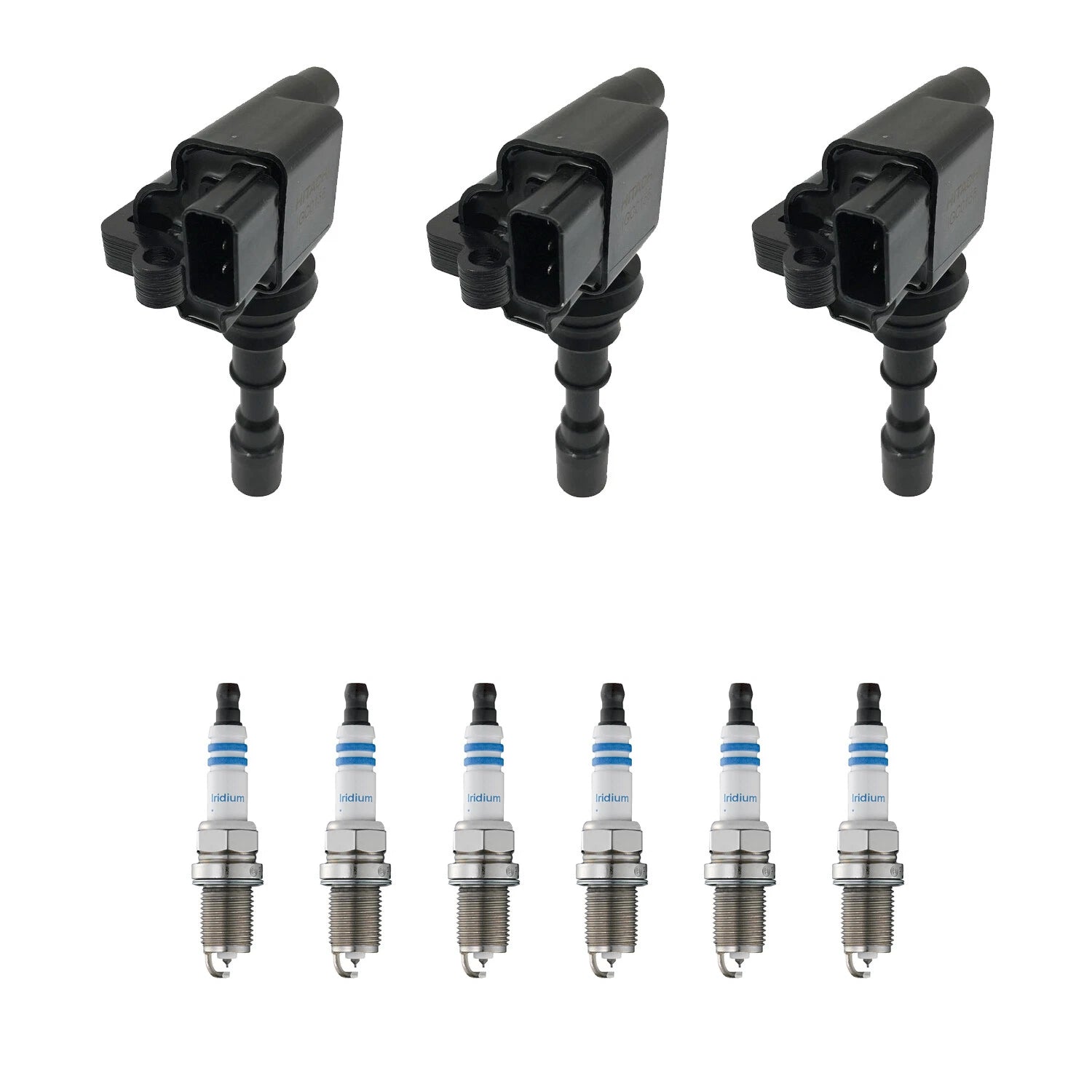 Set of 3 Ignition Coils & 6 Bosch Iridium Spark Plugs for Santa Fe V6