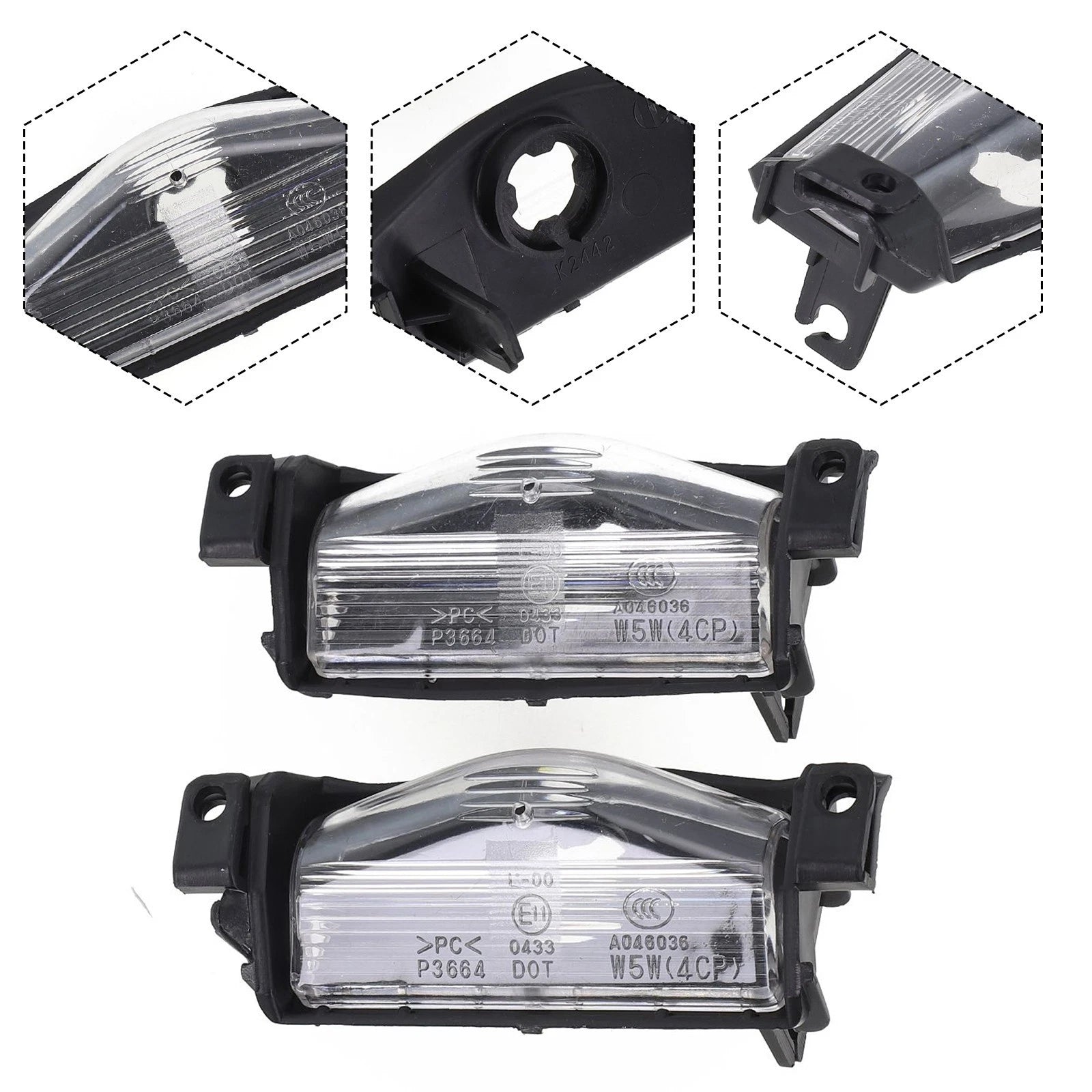 Set of 2 License Plate Light Rear Bumper Lamp Housing Cover for Mazda 3