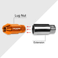 Set of 20 M12X1.5 Orange JDM Open End Bulge Hex Wheel Lug Nuts + Extension 25mmx44mm