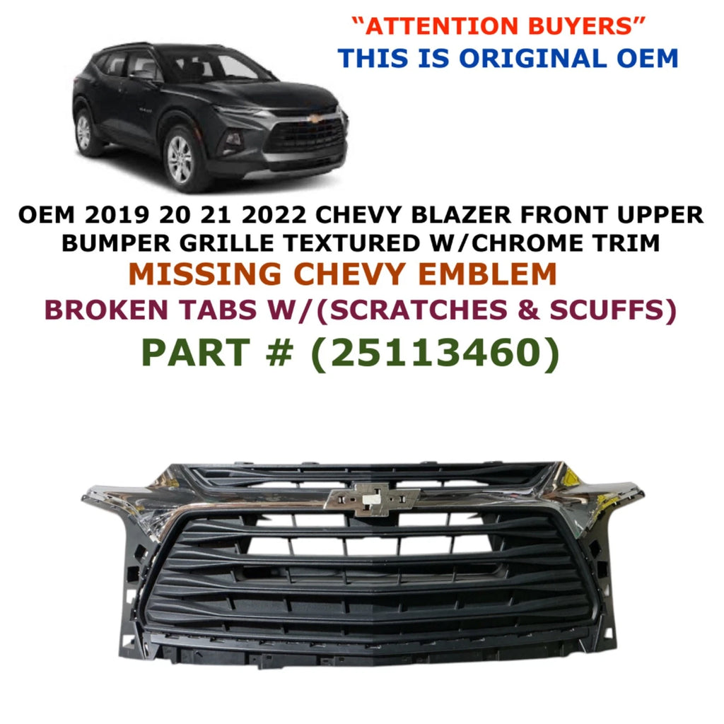 Front Upper Bumper Grille for Chevy Blazer (2019–2022) 25113460
