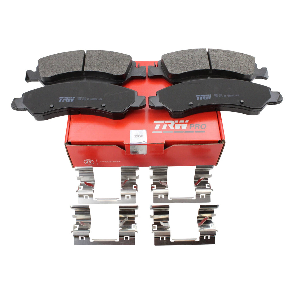 Set of 4 TRW Pro Metallic Slotted Brake Pads w/ Clips for Cadillac Chevrolet GMC