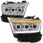 Sequential Tri-Projector Chrome Clear LED Headlight Lamps for Ram 1500 (2019–2024)