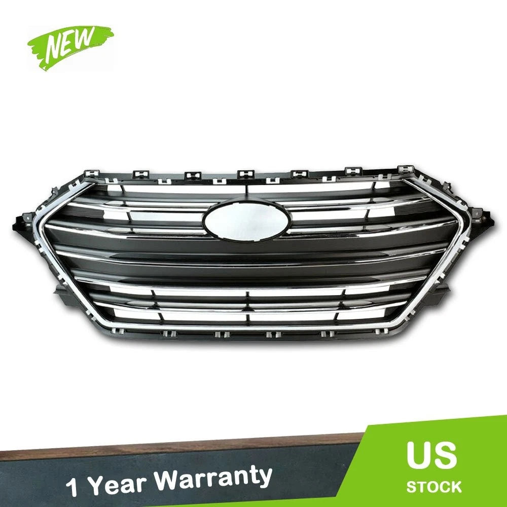 Front Bumper Grille for Hyundai Elantra (2017–2018) Black Chrome