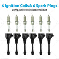 6x Ignition Coils & 6x Spark Plugs for Nissan Renault 3.5L (2007–2019) 22448JA10A