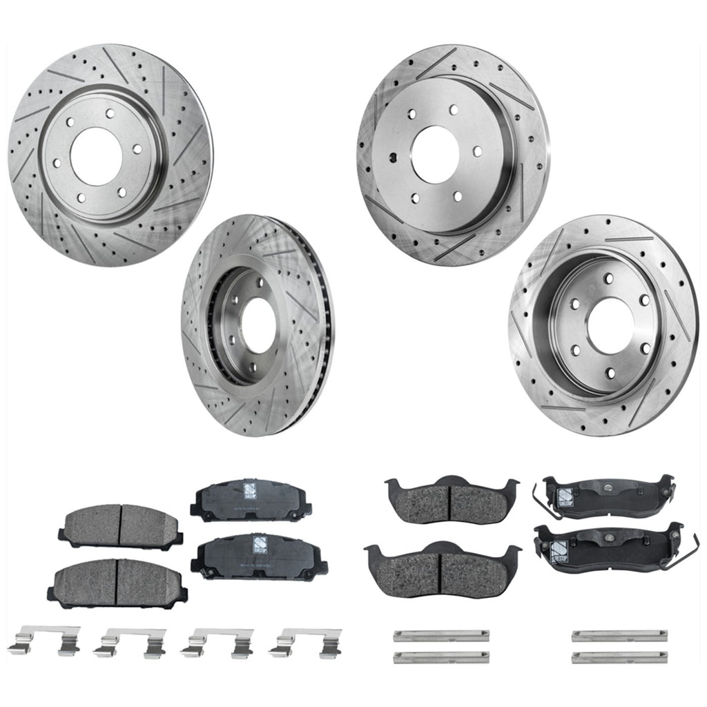 Brake Disc and Pad Kit for Nissan Titan (2008–2015) Front and Rear