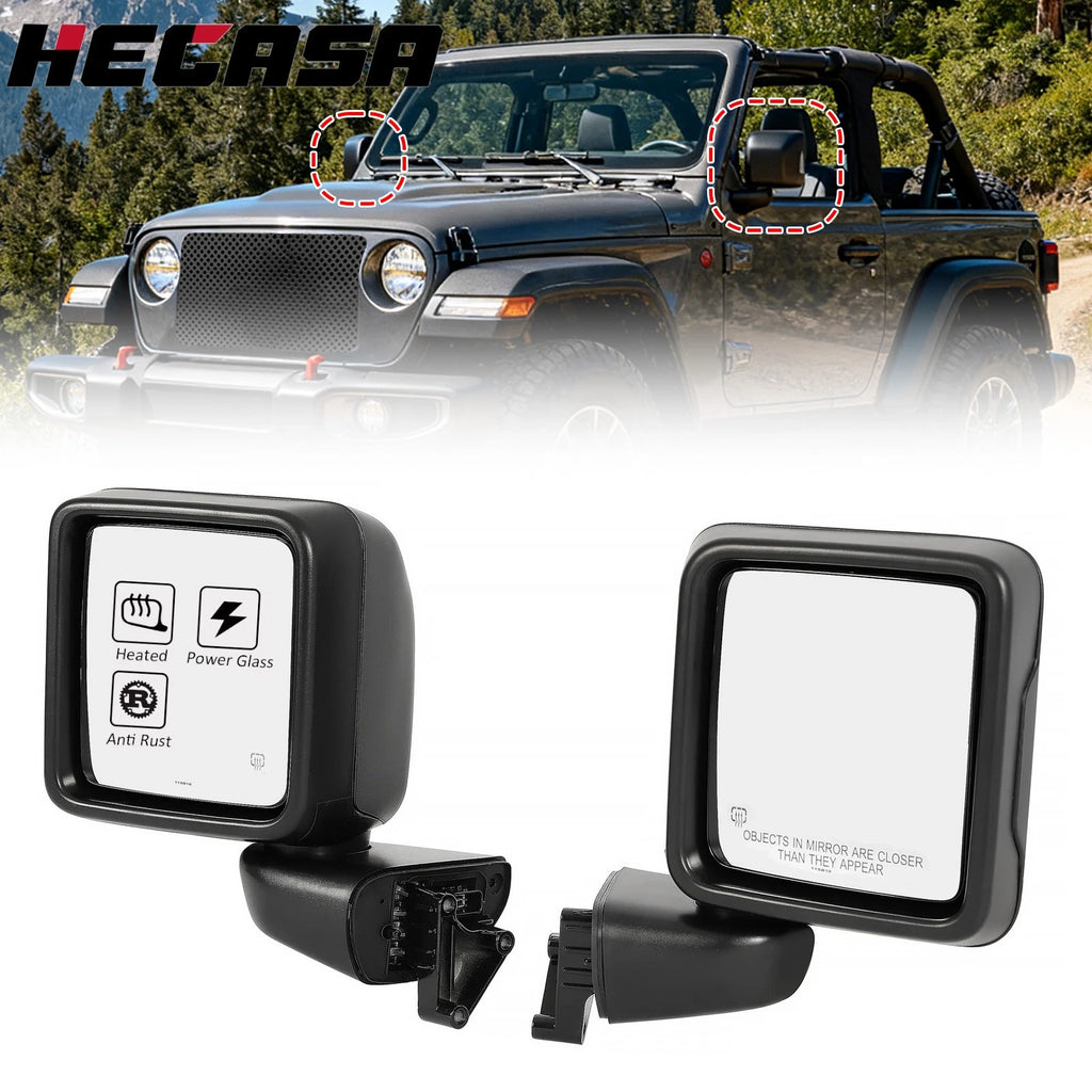 Pair Power Heated Mirrors for Jeep Gladiator Wrangler JL (2018–2023)