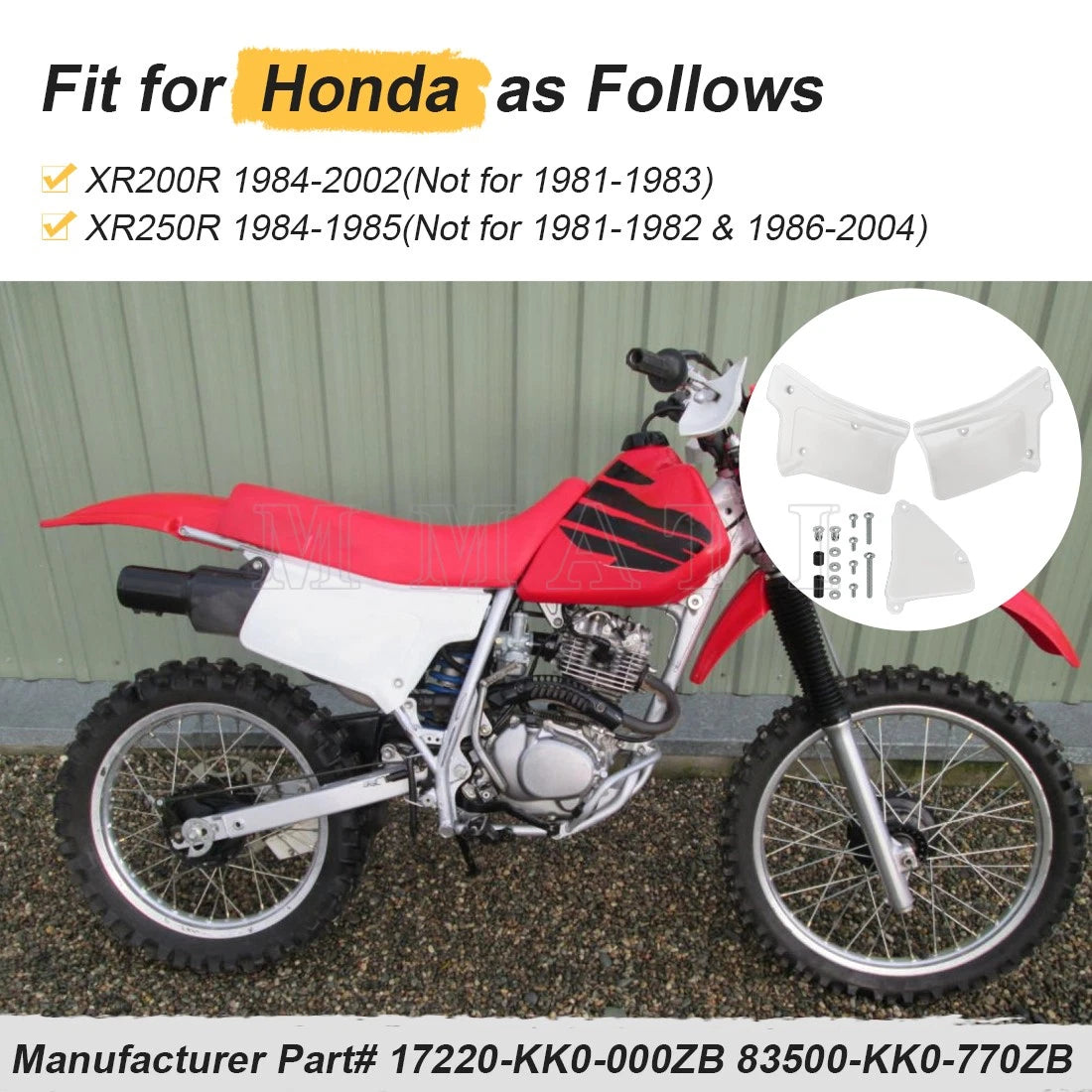 Left Right Side Panel Covers for Honda XR250R XR200R (1984–2002)