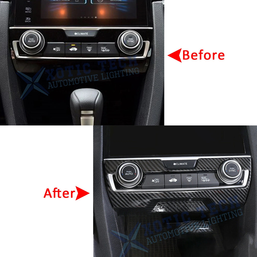 Carbon Fiber Texture Console AC Climate Control Frame Trim for Civic (2016-2021)