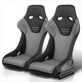 2Pcs Fixed Back Racing Bucket Seats for Universal Fit (Silver)