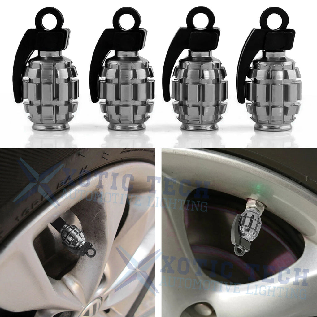 Anodized Grenade Valve Stem Cap Kit for Universal Car SUVs (4-Pack)