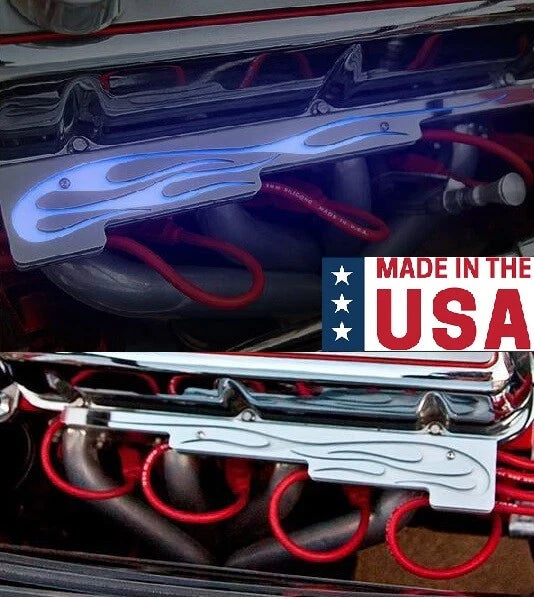 Custom V8 Wire Loom with LED Blue Flame for Hot Rod V8 (Universal)