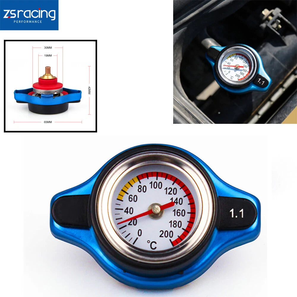 Thermost Radiator Cap Cover with Water Temp Gauge 1.1Bar