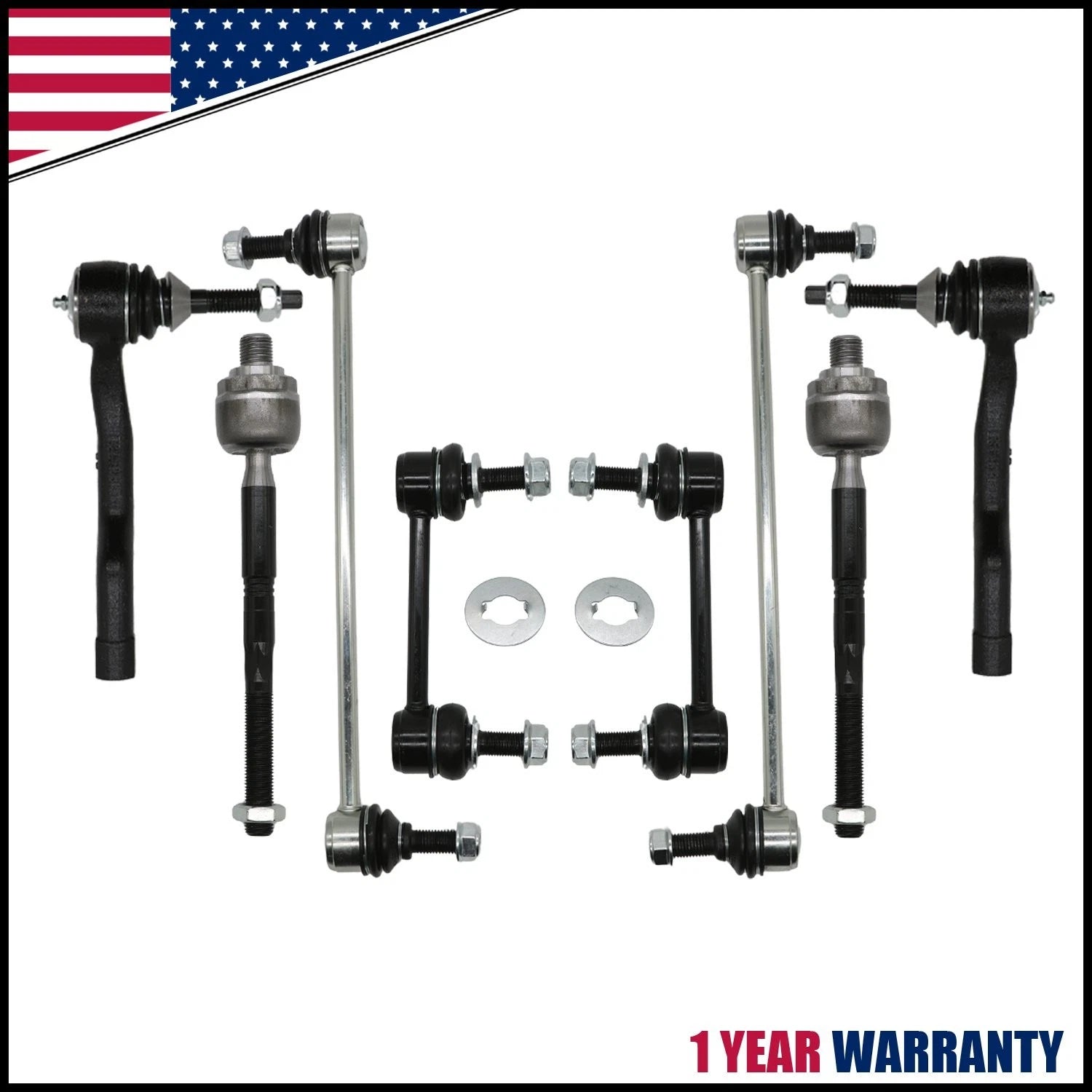 Set of 8 Front Tie Rod End Sway Bar End Links for Ford Fusion (2013–2018)