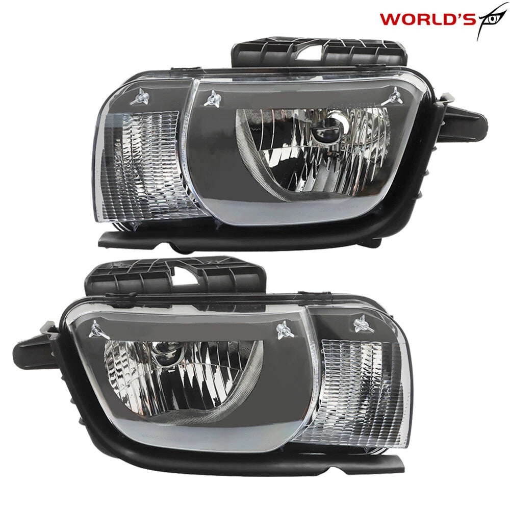 Set of 2 Headlight Halogen for Chevrolet Camaro (2010–2013) Black Housing