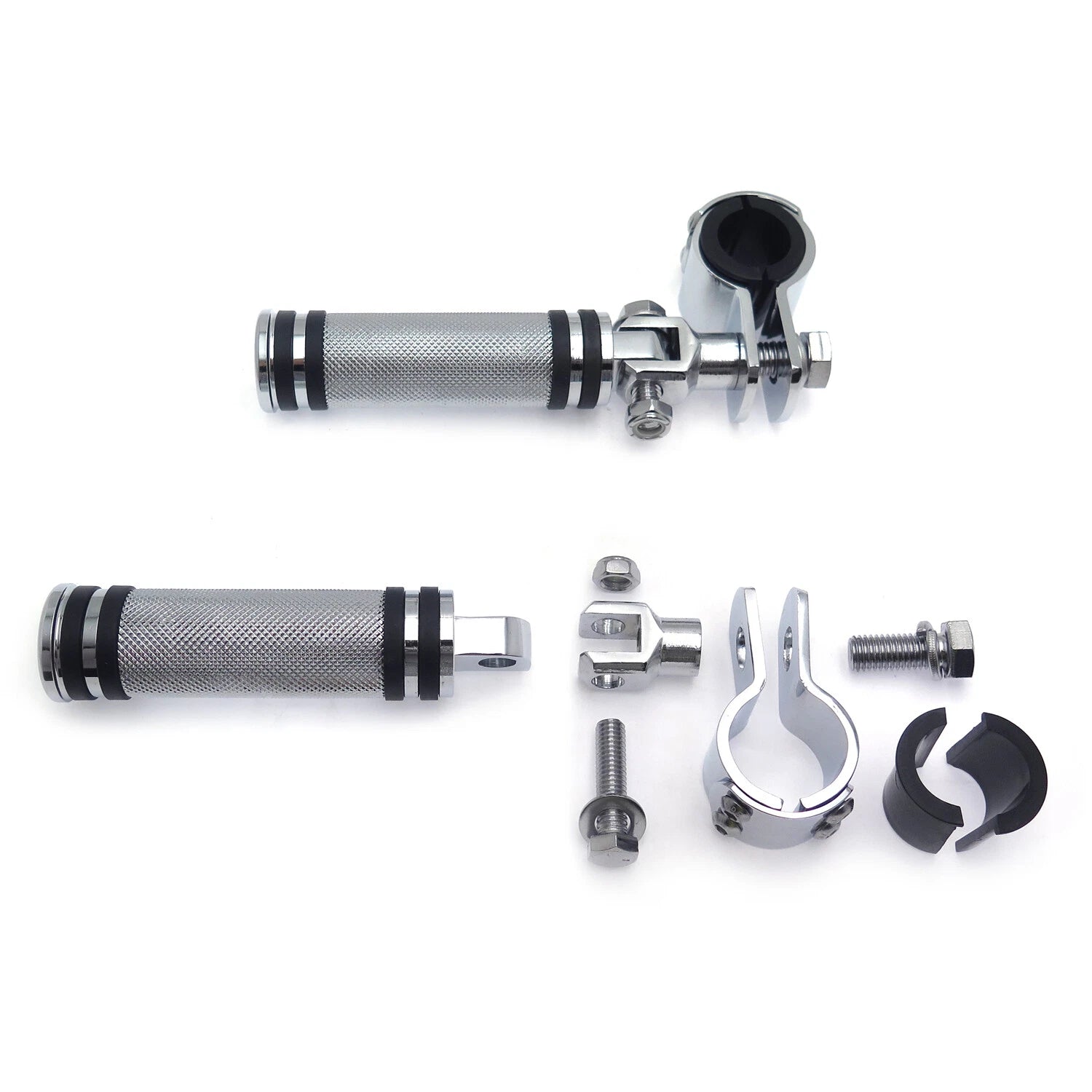 Chrome Diamond Foot Peg Clamp Footrest 1" 1 1/4" for Yamaha XV250 XV400 XV535