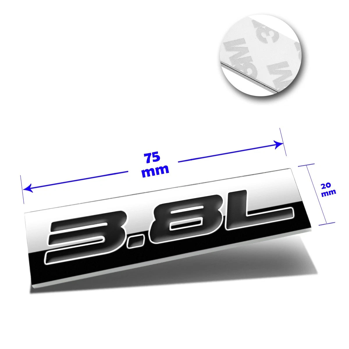 3.8L Polished Metal 3D Decal Emblem Sticker for Chevrolet Buick Oldsmobile