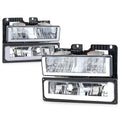 U-Shape LED DRL Headlights Chrome for Chevy GMC C/K Suburban Tahoe Yukon (1988–2000)