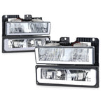 U-Shape LED DRL Headlights Chrome for Chevy GMC C/K Suburban Tahoe Yukon (1988–2000)