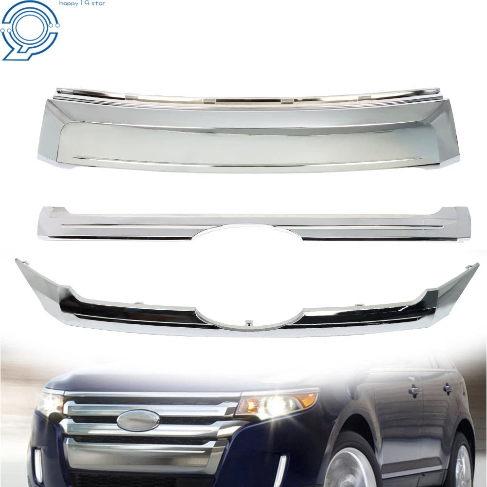 Set of 3 Chrome Grille Trim for Ford Edge (2011–2014)