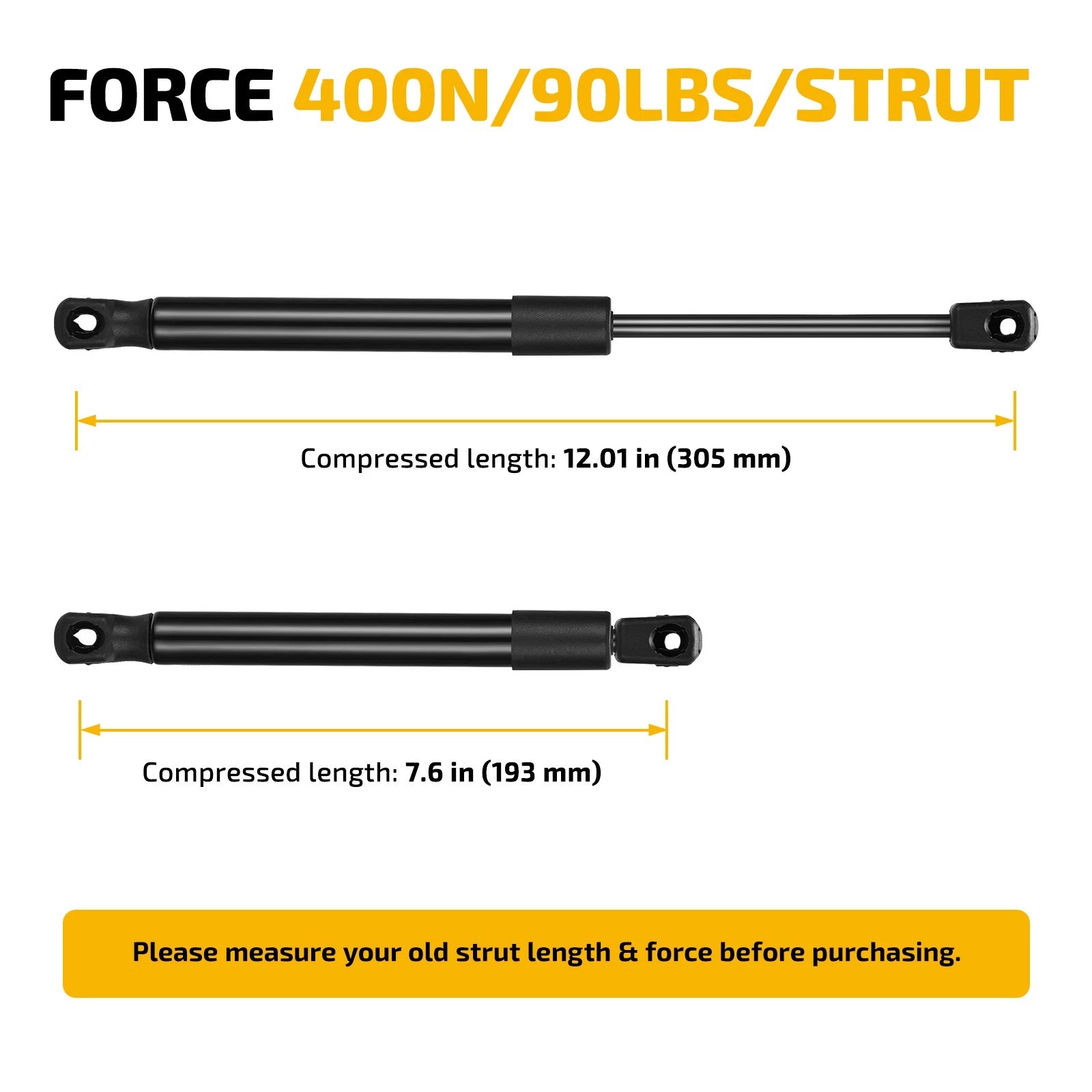 Set of 2 Gas Struts for ATC Leer Camper Shell (Fits Various Models)