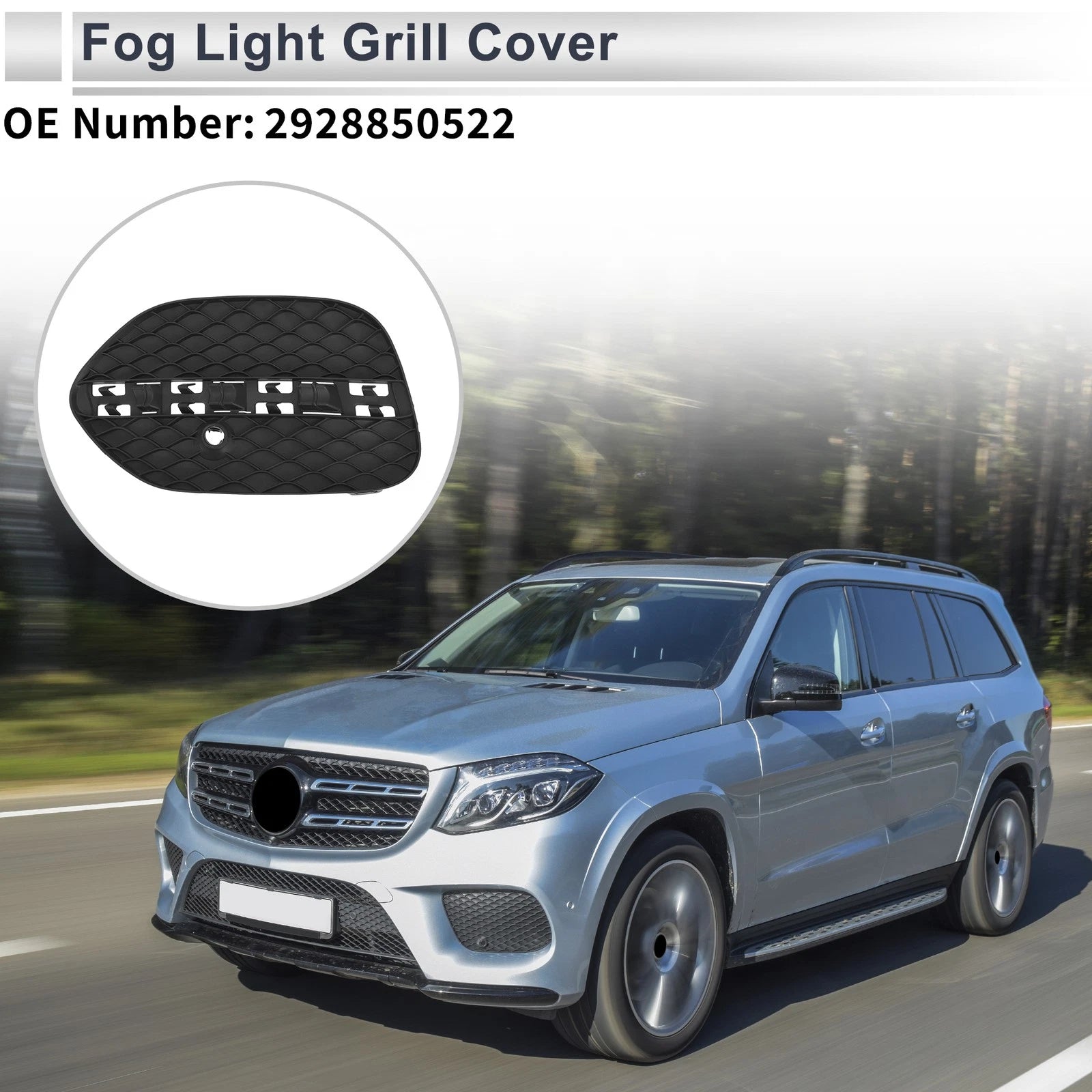 1 Pc Fog Light Grill for Mercedes-Benz (No. 2928850522) (Black)
