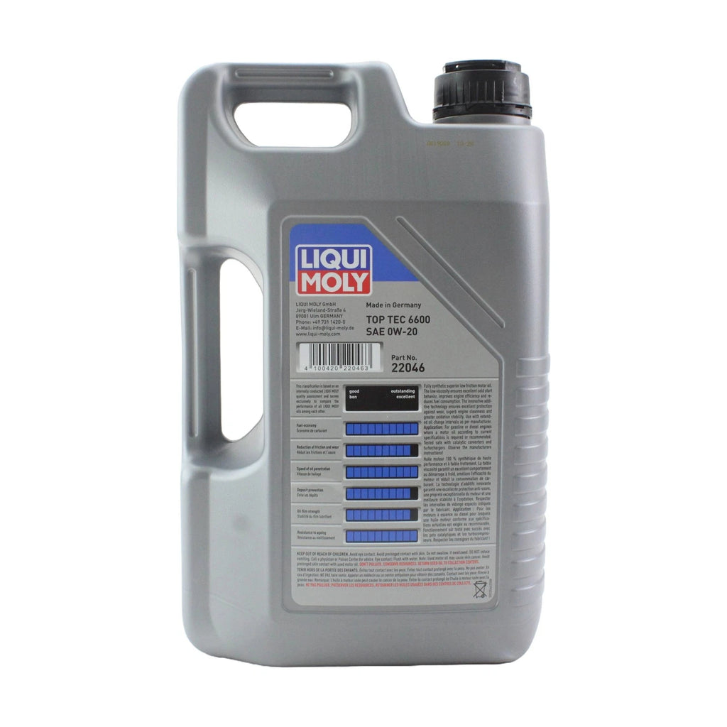Set of 3 Liqui Moly Top Tec 6600 0W-20 Engine Motor Oil (15L)