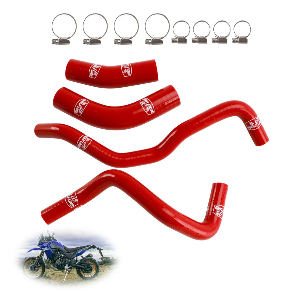 Silicone Radiator Coolant Hose Kit for Yamaha Tenere 700 (2019–2024) Red