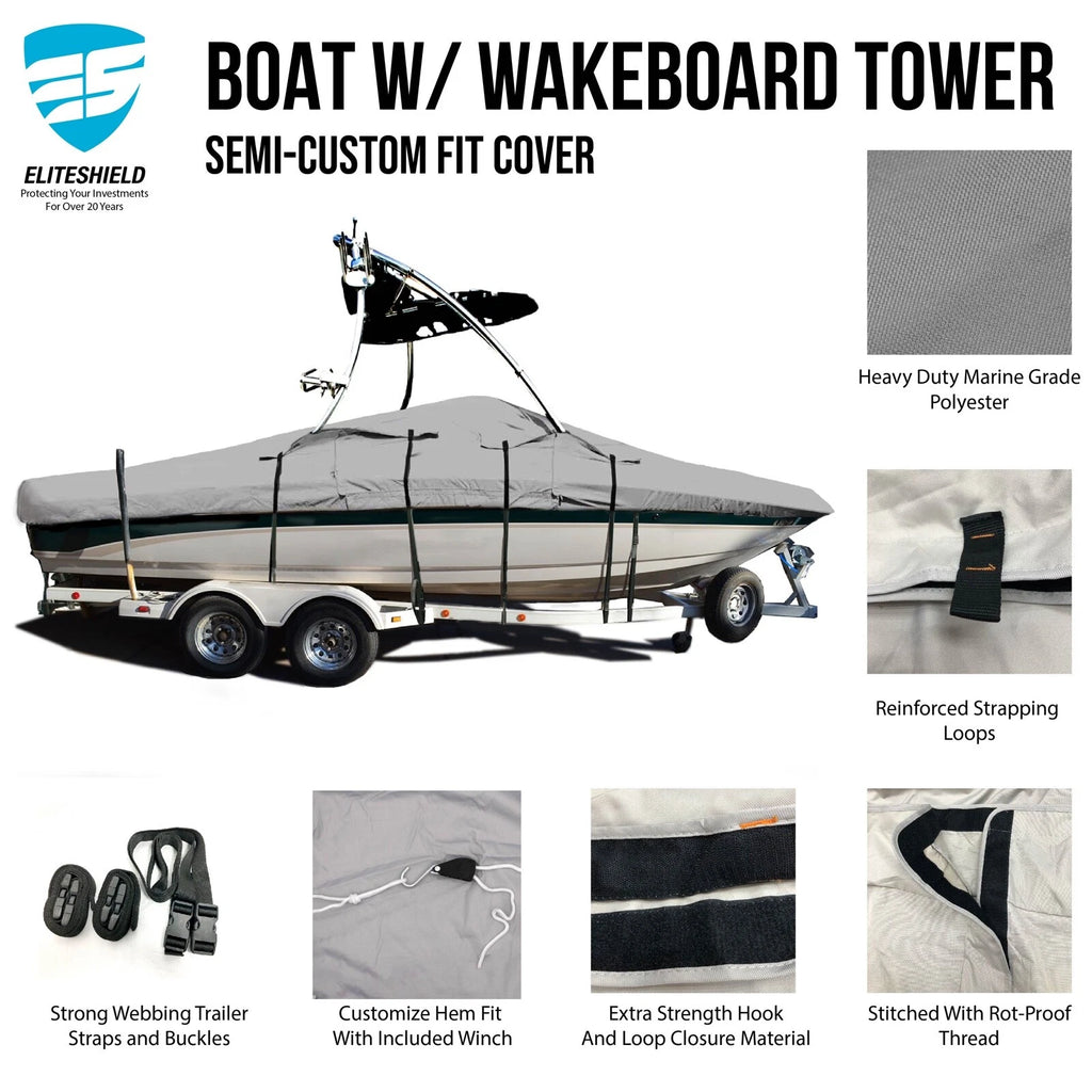 Boat Cover for Sea Ray 220 Bowrider (Trailerable, Ski, Wakeboard Tower)