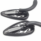 Black Skull Mirrors for Harley Dyna, Wide Glide, Fat Boy (2000–2023)