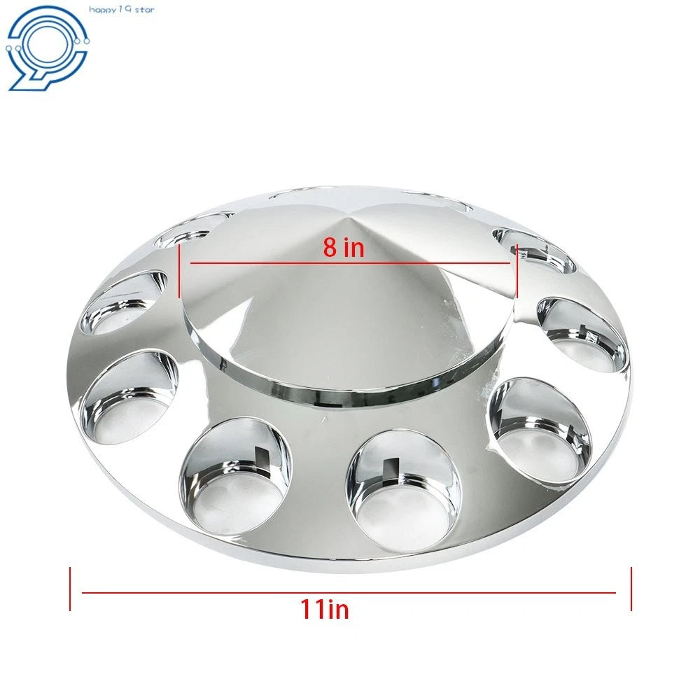 Set of 2 ABS Chrome Axle Cover Kits for Semi Trucks (33mm Thread-on Nut)