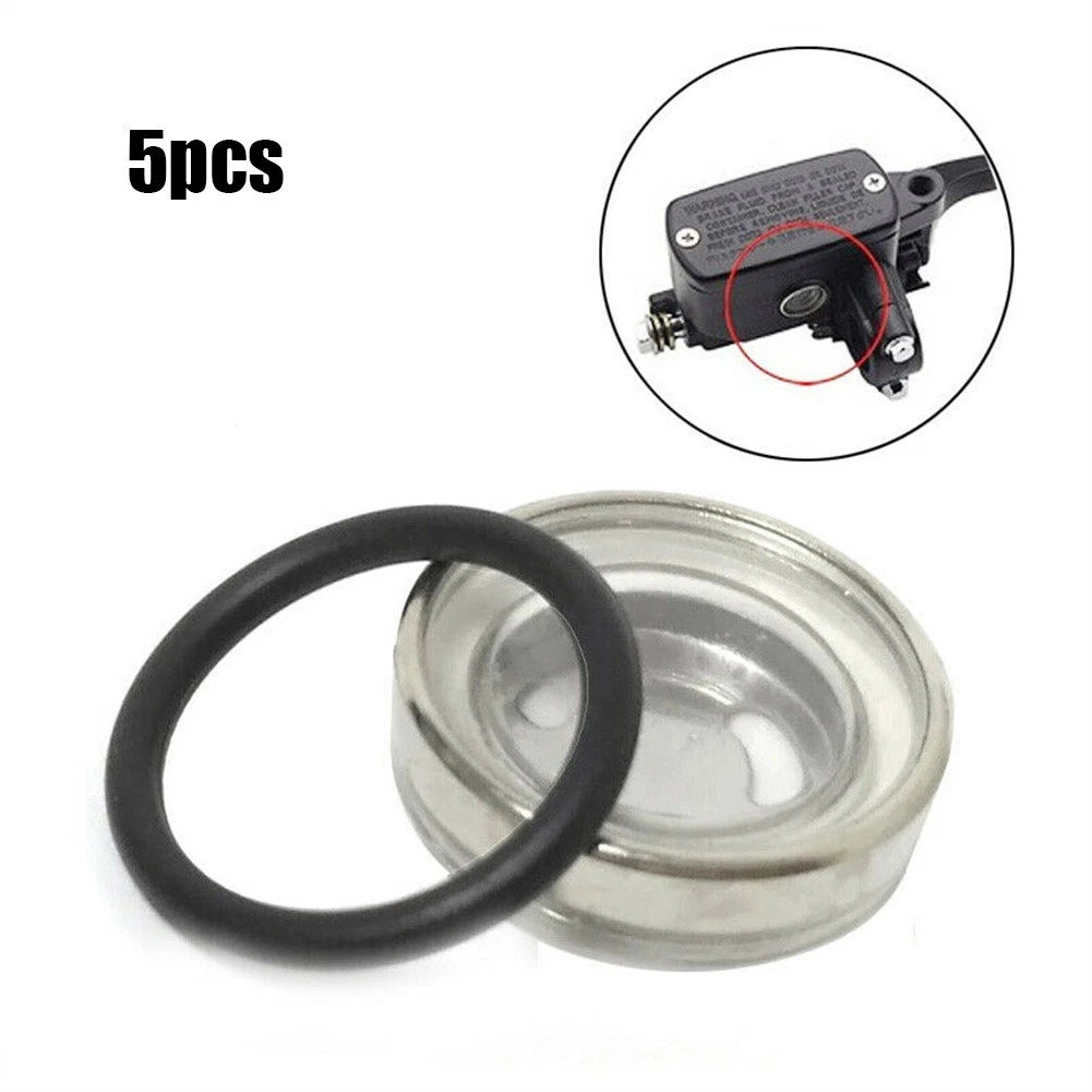 Set of 5 Brake Master Cylinder Reservoir Sight Glass Lens Gaskets for Motorcycle