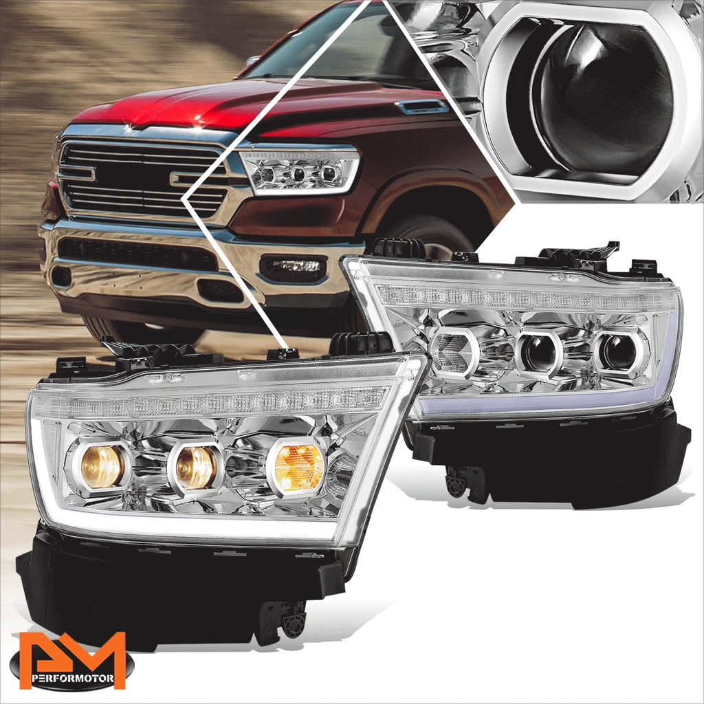 Chrome/Clear Projector Headlight w/LED DRL for Ram 1500 (2019–2024)