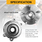 Pair Front Wheel Hub Bearing Assembly for Nissan Altima 2007–2012 2.5L 513294