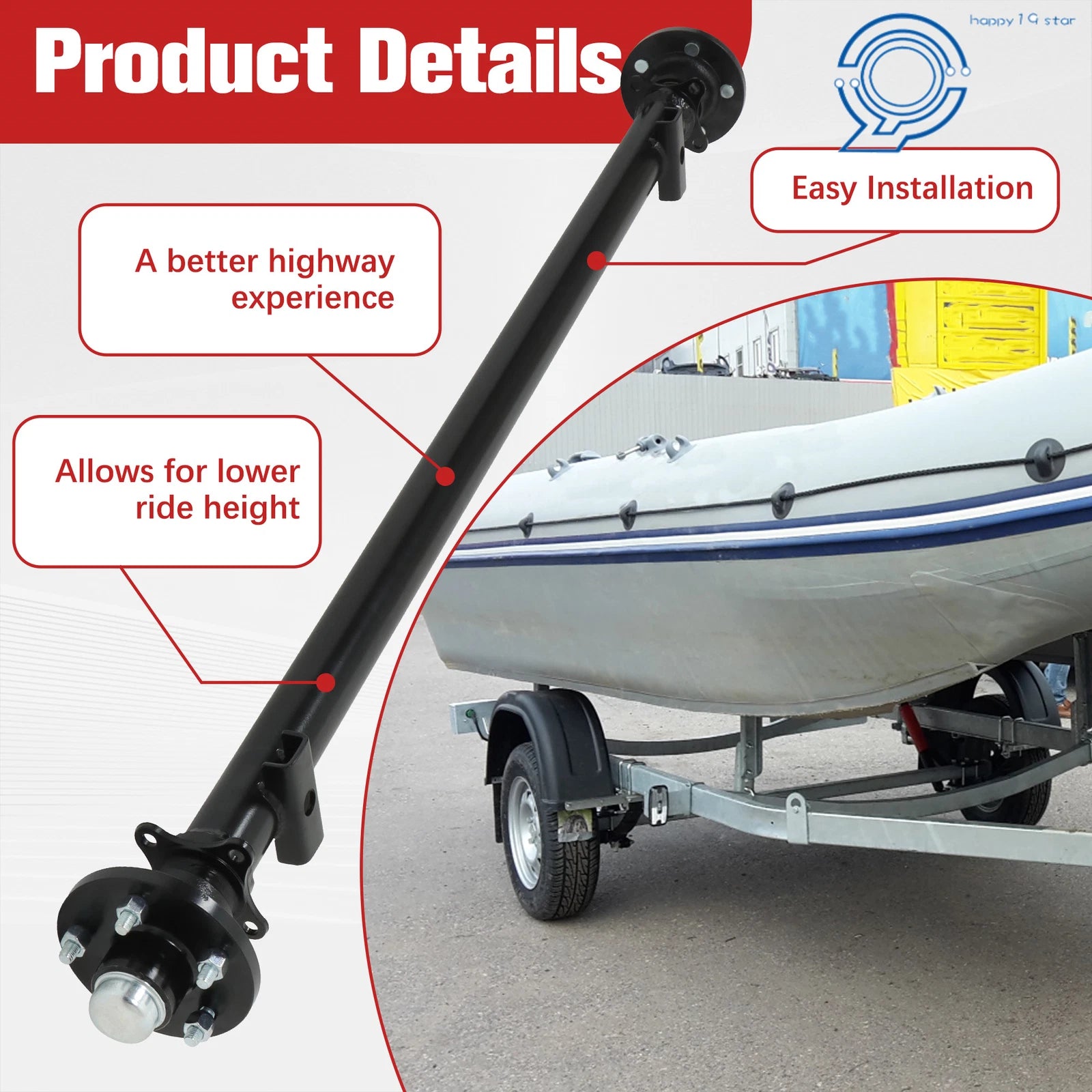 3.5K Trailer Axle for 5 Lug 61" Hub Face (Fits Various Models)