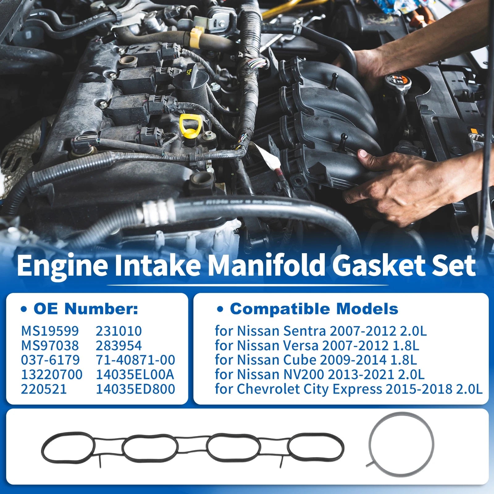 Intake Manifold Gasket Set MS19599/MS97038 for Nissan NV200 (2013–2021) 2.0L