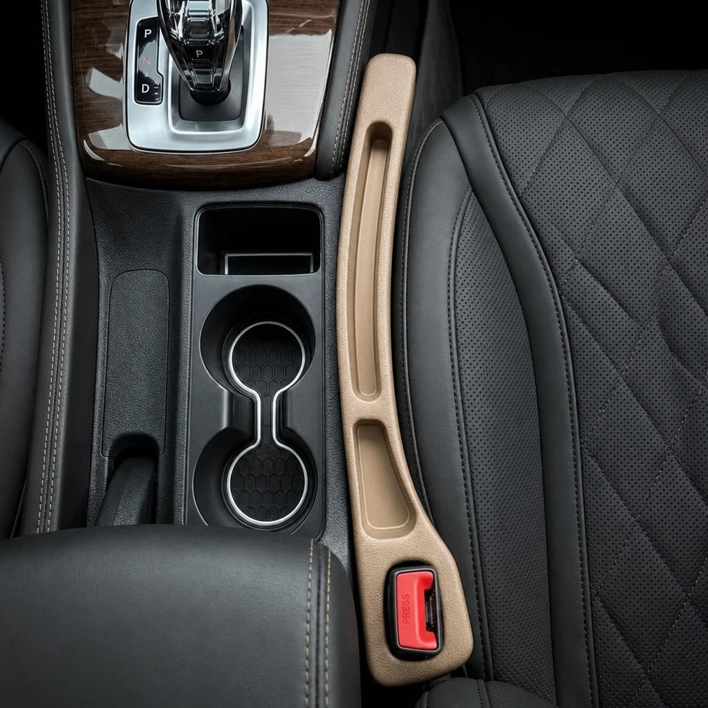 2X Beige Car Seat Gap Filler for Universal Fit