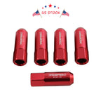 20Pcs Red Extended Forged Aluminum Tuner Racing Lug Nuts for Universal Vehicles