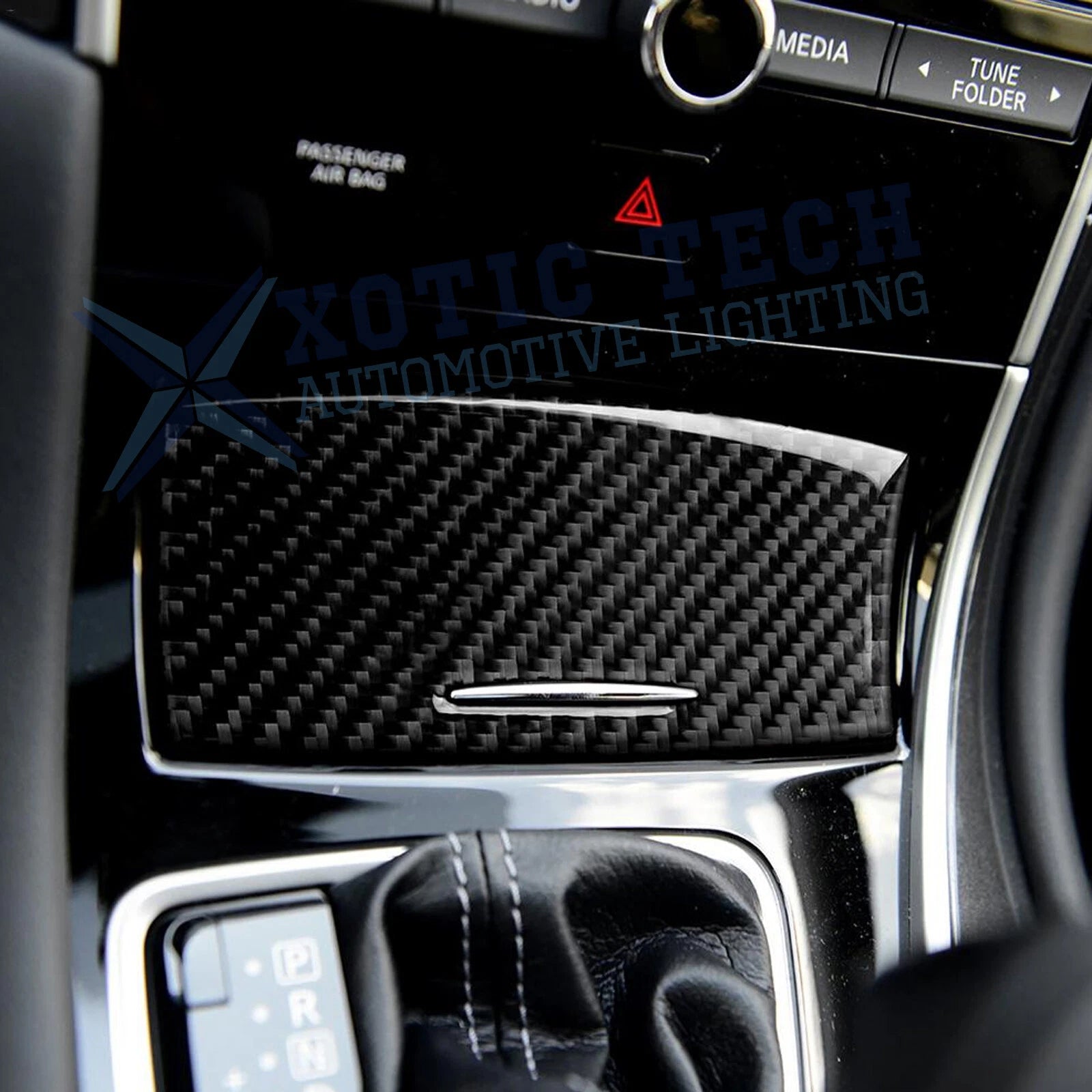 2PCS Real Carbon Fiber Gear Shift Panel Decals for Infiniti Q50 (2014-2024)