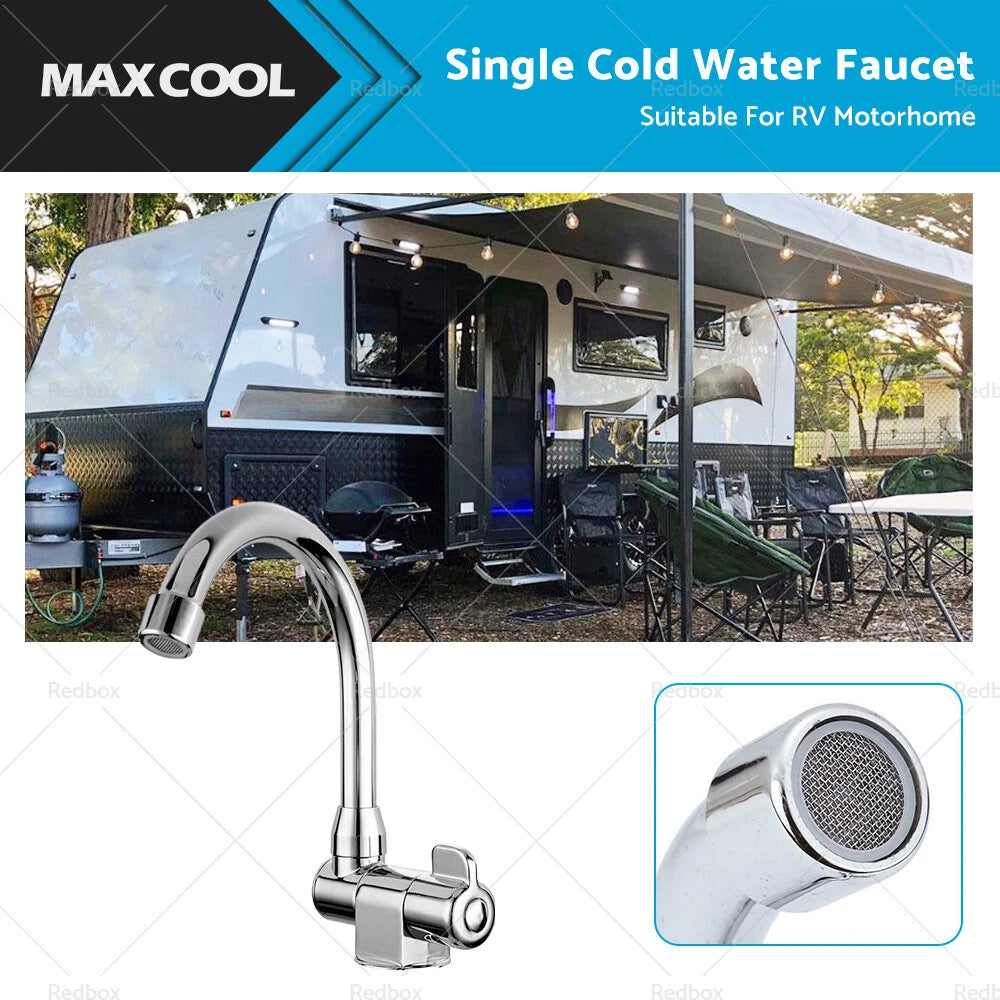 Single Cold Water Faucet for RV Motorhome (360 Rotation, 1/2in Mounting)